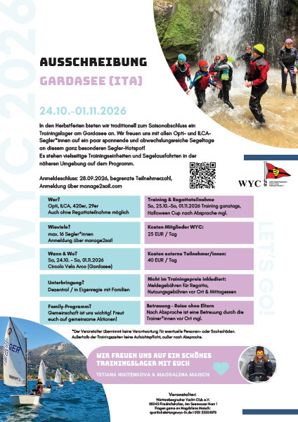 Ausschreibung Training Herbstferien Gardasee 2026